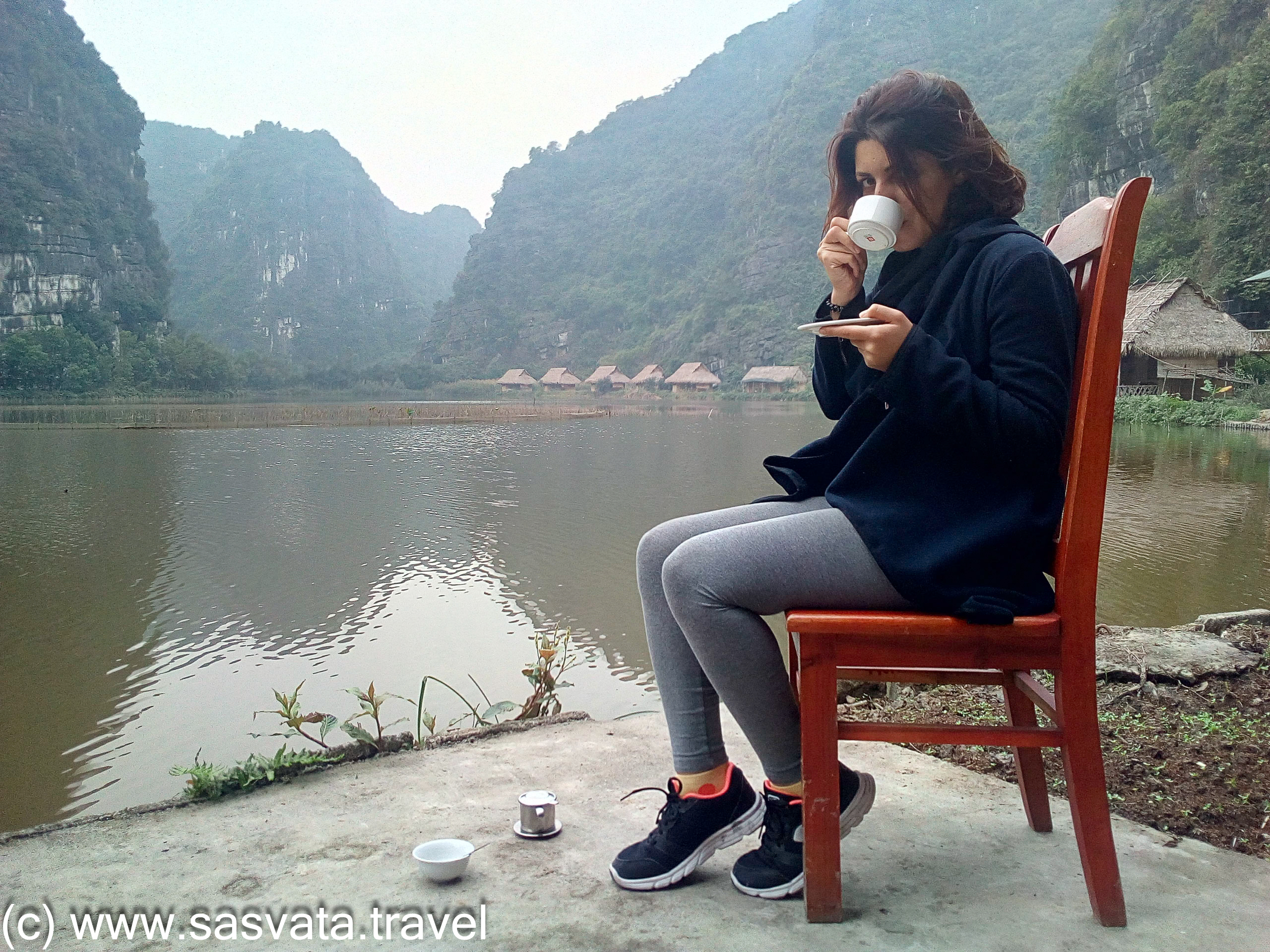 enjoying vietnamese coffee